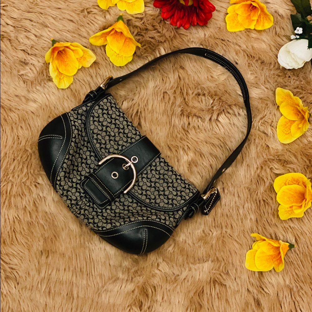 Coach Black Leather and Signature Satchel